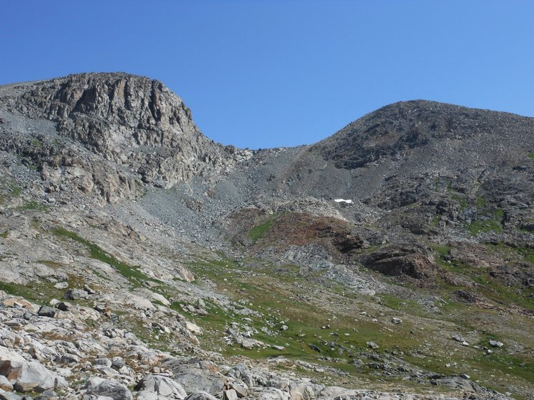 View from south of saddle between Peaks 3551 &amp; 3528.