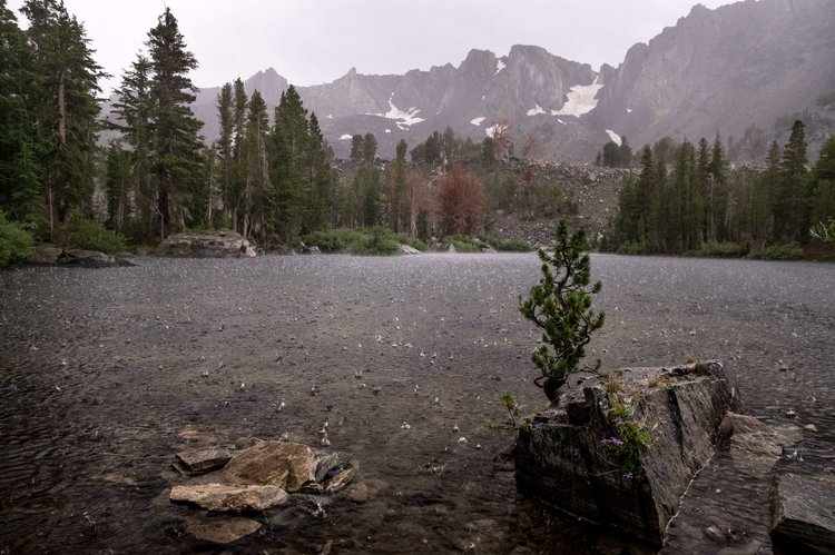 Way Lake with splashes from every rain drop