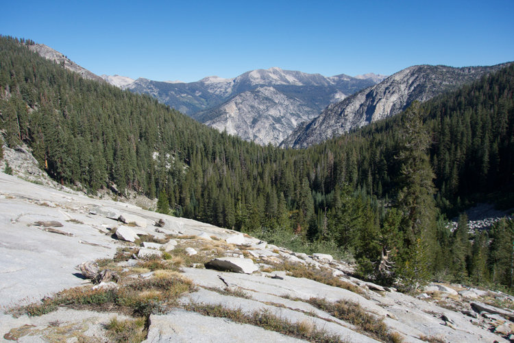 On the first headwall, looking north across Avalanche Meadow