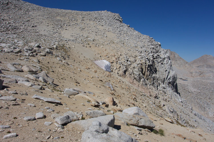 On Longley Pass: look carefully and you can see the small remaining snow pile.