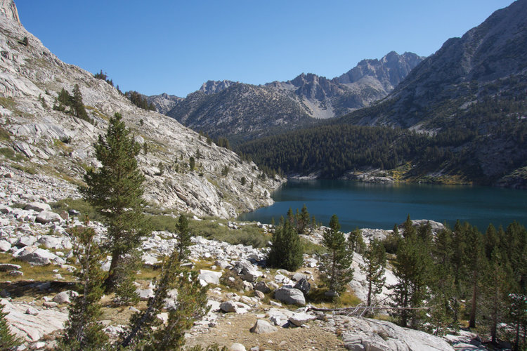 At approximately 10,300' (pictured here), I turned northeast to traverse high around the shore of Lake Reflection.