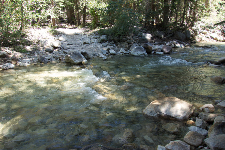 The Bubbs Creek ford was approximately knee deep during my visit.