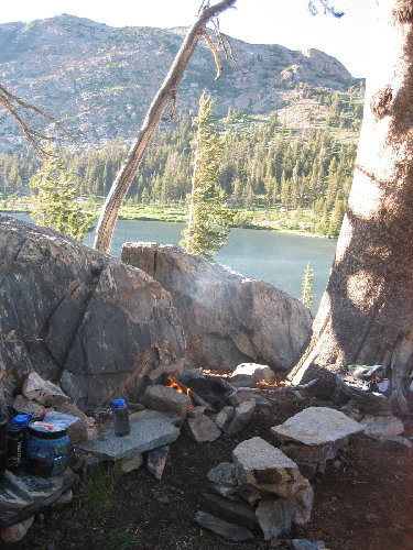 A fire to keep the mosquitoes at bay.