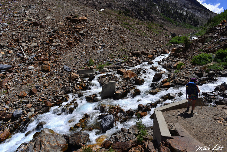 The remains of the old bridge across the creek. We crossed right up ahead.