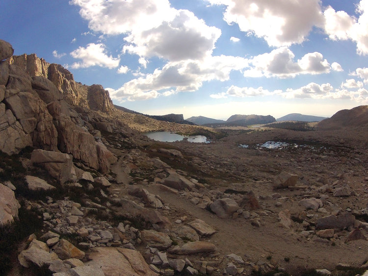 Cruising up New Army. looking down on High Lake.