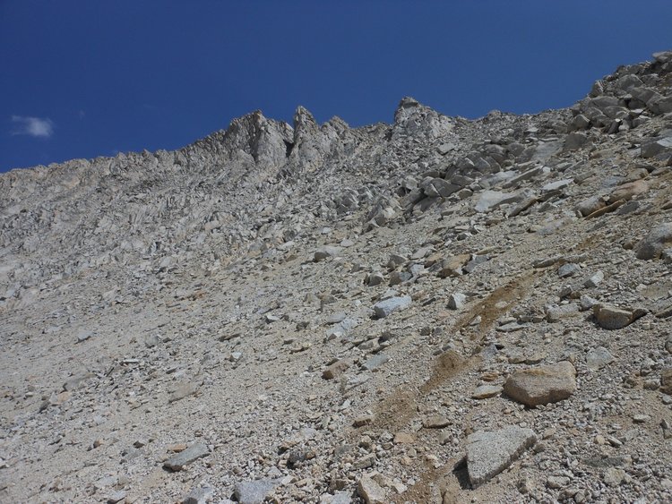 Scree slope below the pass on the south side -- pass is out of frame on the right