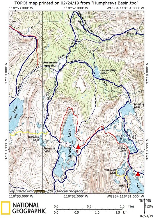 Route in the Sandpiper-Marie Lakes area