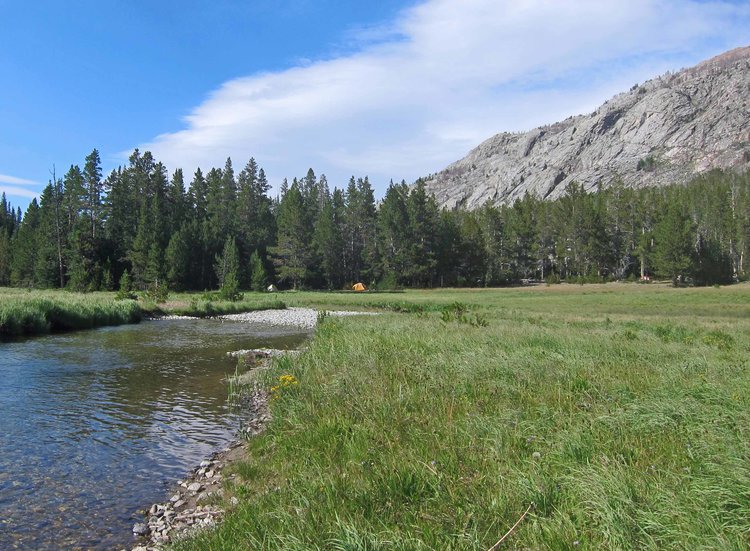 Looking downstream at my camp