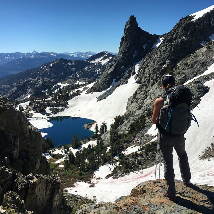 Minaret Lake, and the back of my wife's head.