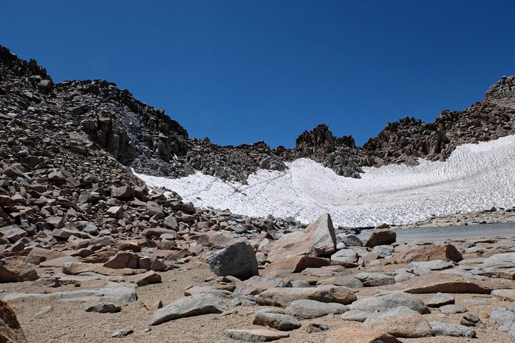 Snow field leading to Lamarck Col.