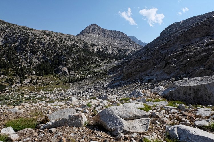 Heading into the basin that leads to McGee Pass South.