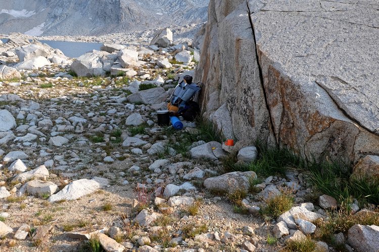 Campsite photo.  I set up my tent on a flat spot around the corner.