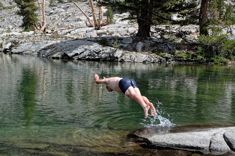 Van swimming.