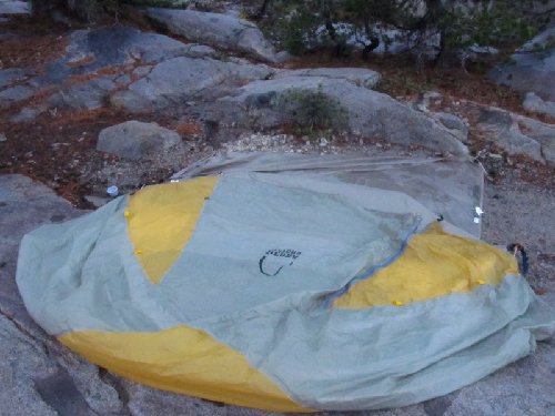 Sopping wet tent