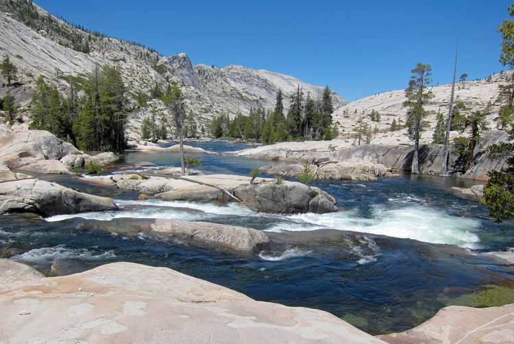 Cherry Creek at high flows, 2018- not easily crossed