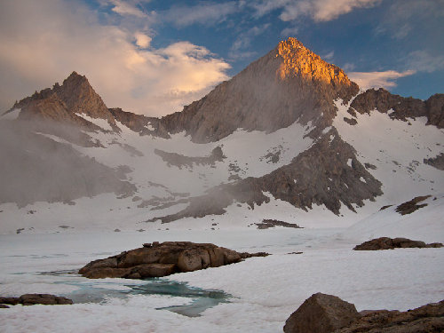 Sawtooth peak and Columbine Lake, evening show  begins...