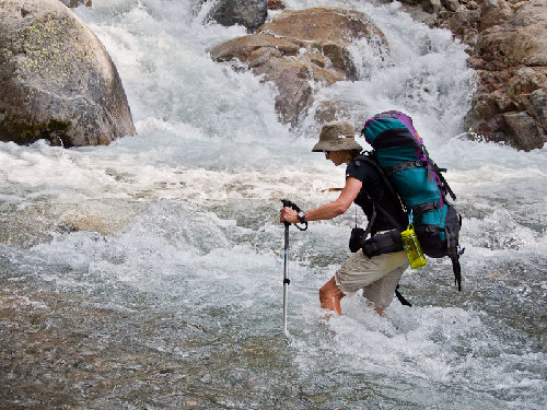 Very dangerous crossing of Cliff Creek - I was so hapy when my wife made it....