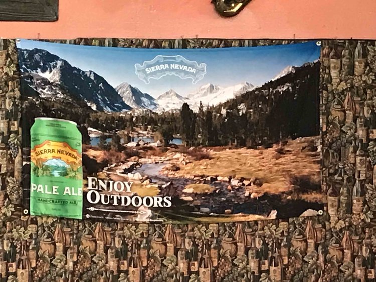 The Sierra Nevada banner hangs behind the music stage at &quot;craft beer cultural center&quot; The Bistro in Hayward CA.