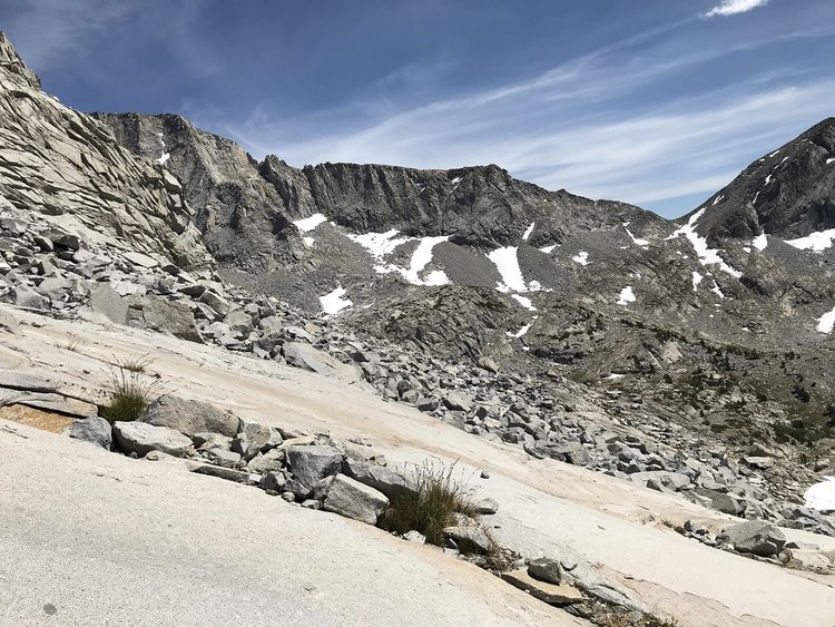 Distant view of Sluggo pass from Hutching basin