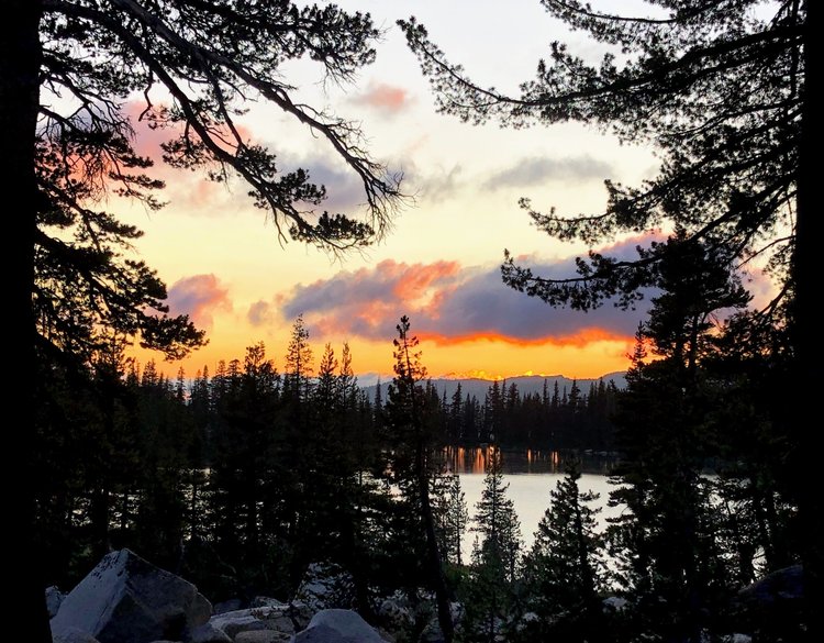 Sunset from our camp at Upper Sunrise Lake.