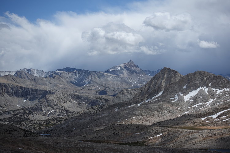 Humphreys from Italy Pass, this time with a dusting of snow.  We were dusted ourselves in Granite Park an hour later.