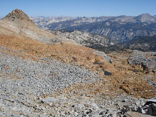 The route to Adair Lake seen from Red Peak Pass: