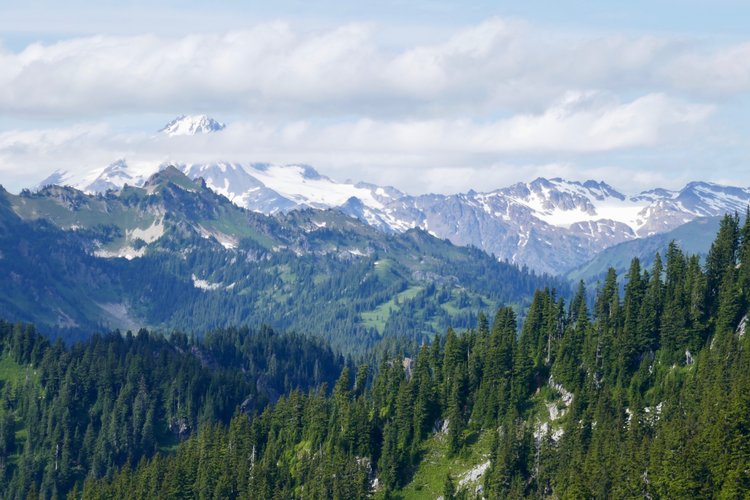 Glacier Peak from ridge north of Pear Lake.