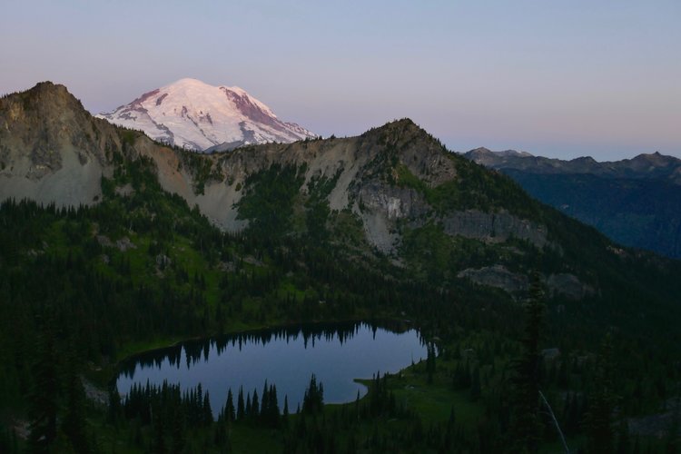 Upper Crystal Lake &amp; Mt Rainier.