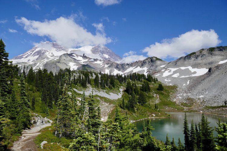 Mt Rainier and St Andrews Lake.