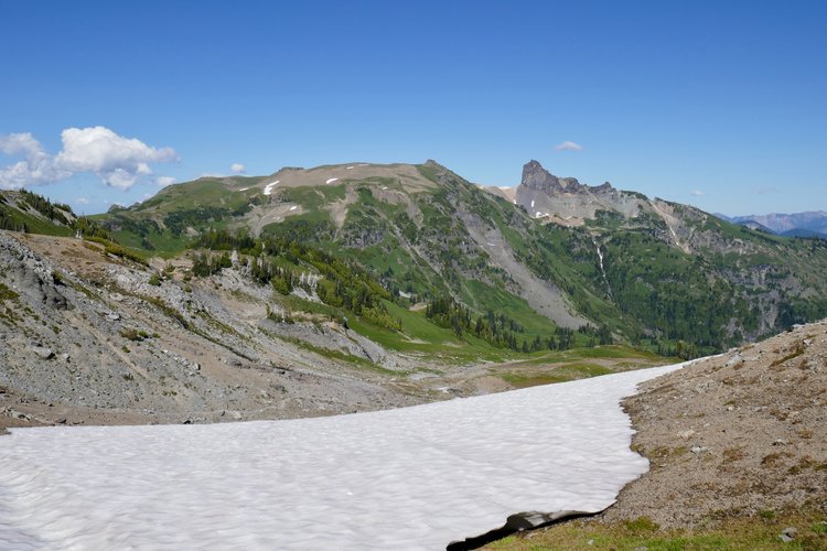 Cowlitz Chimneys from below Panhandle Gap.