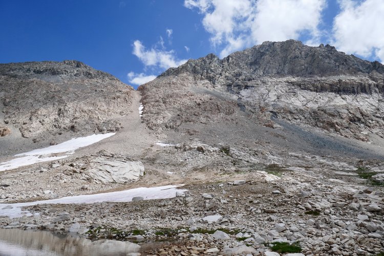 Piss in Your Pants Pass from the west at Lake ≈11075 in Nine Lake Basin.