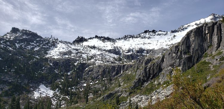 Boulder Creek Lakes outlet (middle of rock face)