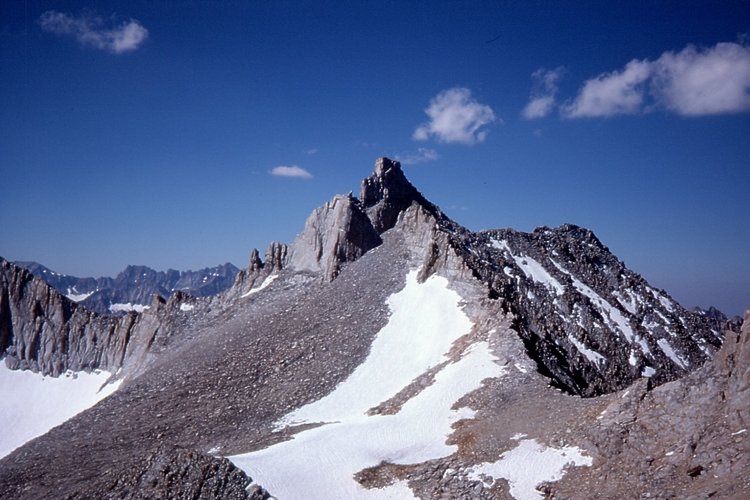 Milestone Mountain from area just below Midway Mountain; Milestone Pass is to the left.