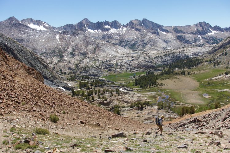 Descending the west side of McGee Pass into Tully Lake basin