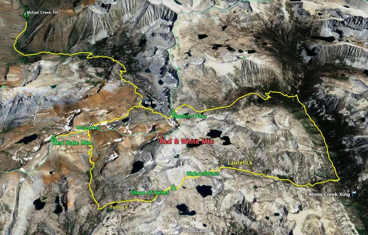 A Google Earth screenshot summarizing my route