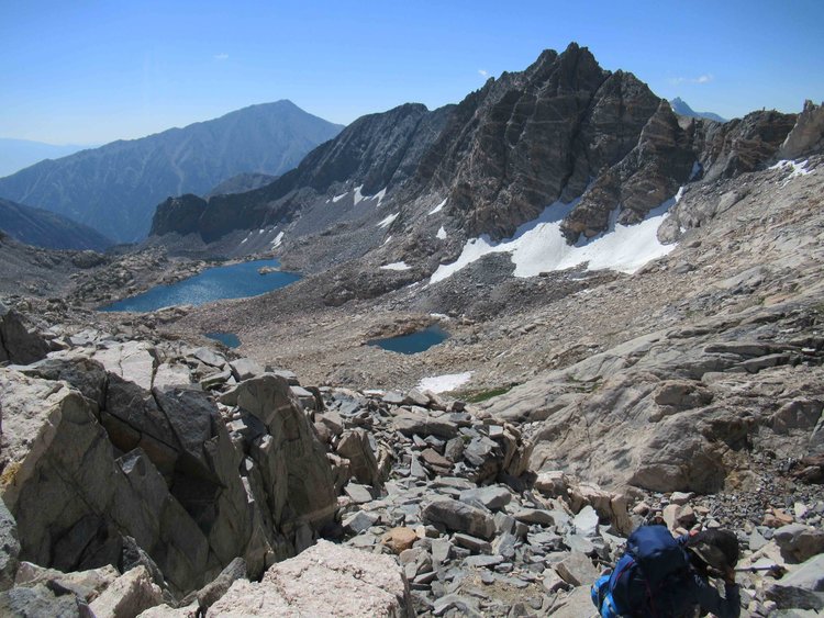 Dawn tops out at Peppermint Pass the first of the three off trail passes of the day.