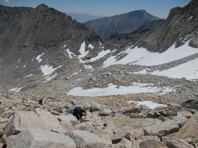 Dawn ascends toward toward the 2nd &quot;pass&quot;; Peppermint Pass (first one) in the photo.