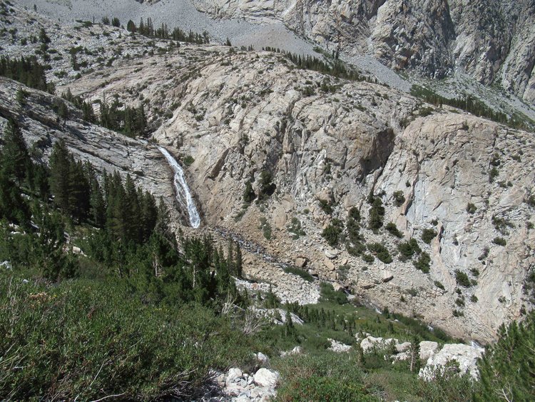 Back on a trail: a view of the falls on Pine Creek.
