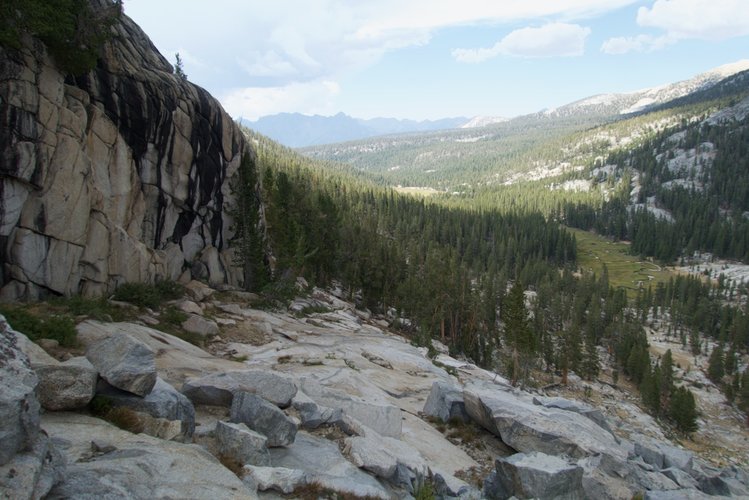 Descending into Glacier Valley, I hugged the western cliffs and followed these granite ramps.