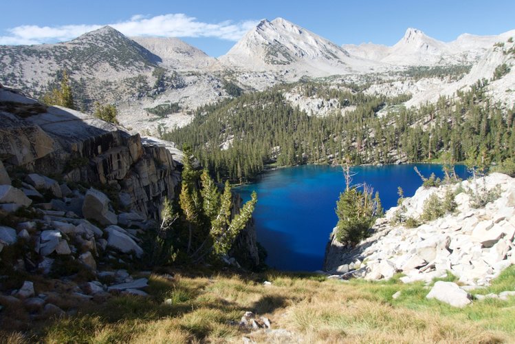 Descending from Red Pass to Marion Lake. That blue water!
