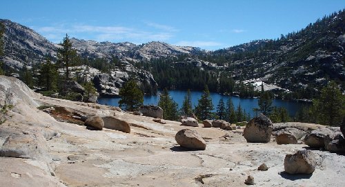 Kibbie Lake looking towards Many Island Lakes up-canyon.