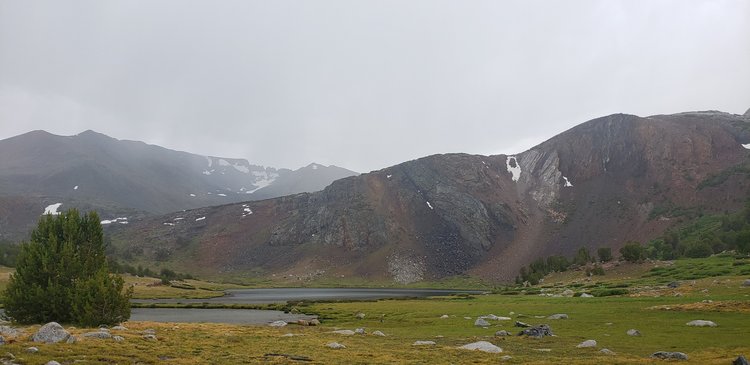 Spillway Lake,  not as beautiful in the rain.