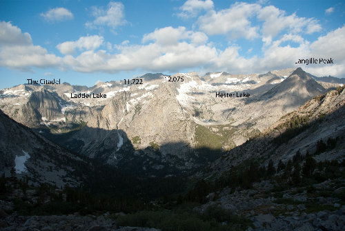 West LeConte Canyon Wall from Lower Dusy Basin to the East