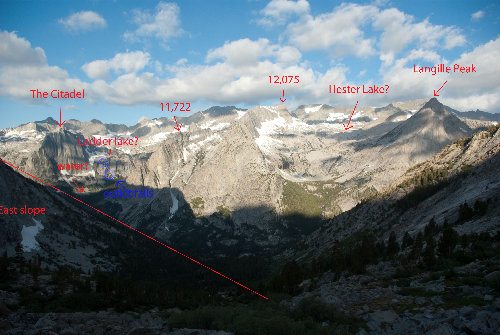 West LeConte Canyon wall from Dusy Basin