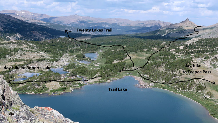Twenty Lakes viewed from point near Tepee Pass (2020 photo)