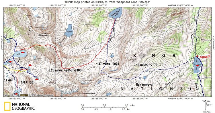 Map showing two possible routes