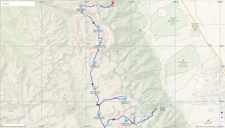 Keysarge Pass To Mount Whitney Point to Point Potential Route