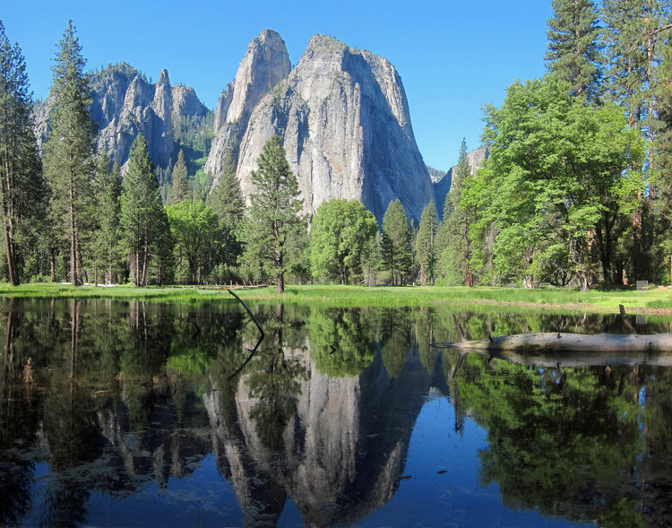 Cathedral Rock reflected in flooded valley