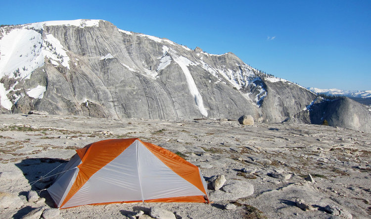 E Watkins camp (avalanche on cliffs across)