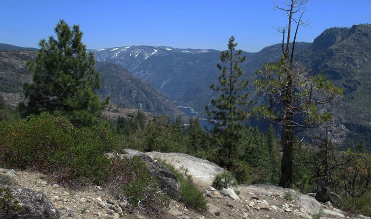 The snow above Hetch Hetchy is about the only sign of &quot;May&quot;, but the views helped take the mind off of the foot pain.